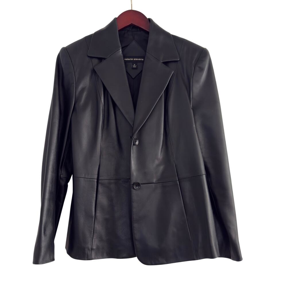 Valerie Stevens 100% Leather Blazer Jacket Black Size M — Buttery Soft Luxe